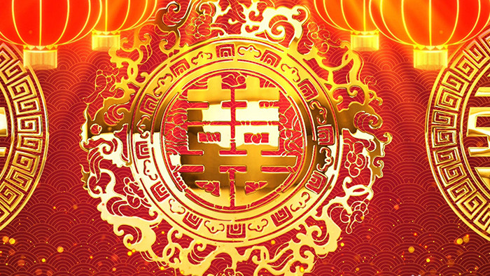 红色喜庆传统婚礼动态背景素材