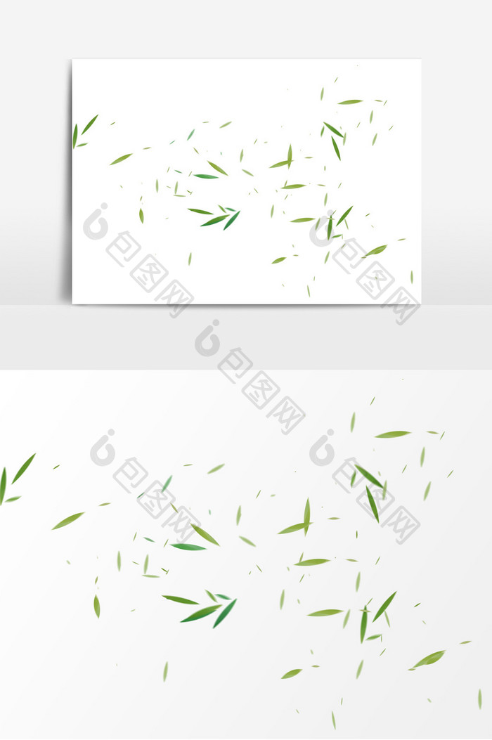 漂浮装饰绿色树叶元素