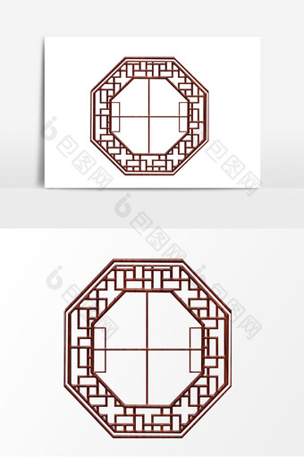 木质褐色窗户窗纹元素图片