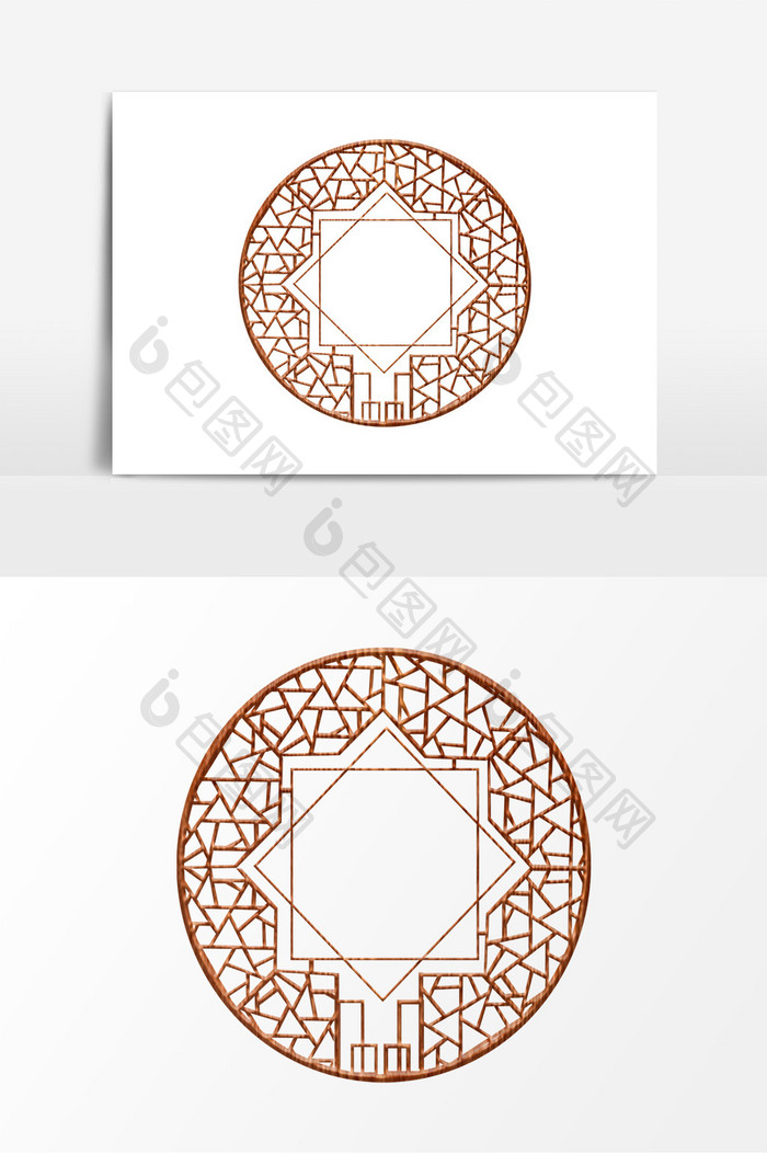木质圆形装饰窗户元素