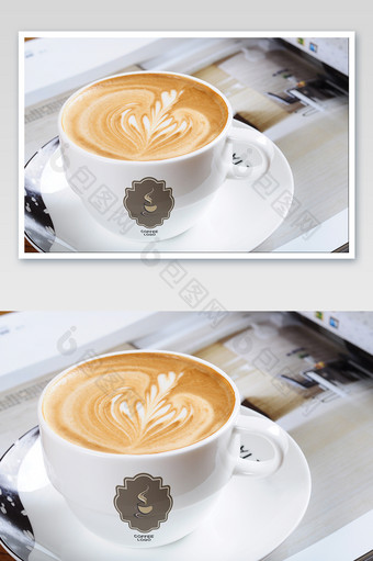 餐饮行业餐具杯子咖啡厅logo标志样机图片