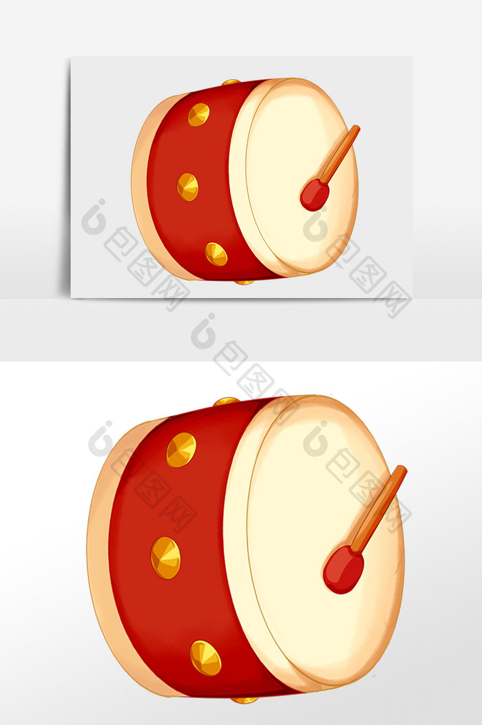 威风锣鼓打击乐器插画