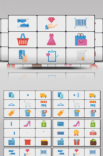 36个商业购物现代扁平化图标动画AE模板图片