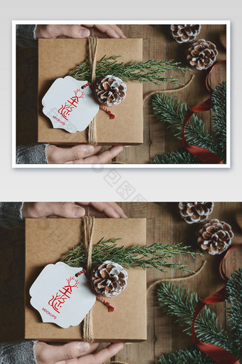 圣诞礼物包装异形标签便签贴图设计包装样机图片