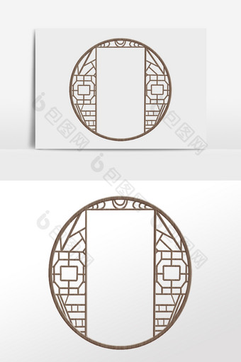 中国风古风圆形窗户图片