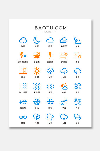自然天气境况UI手机主题矢量icon图标图片