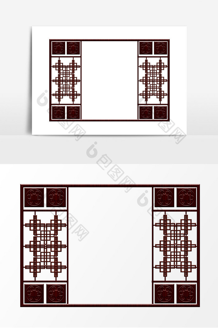 木质中式窗户框素材