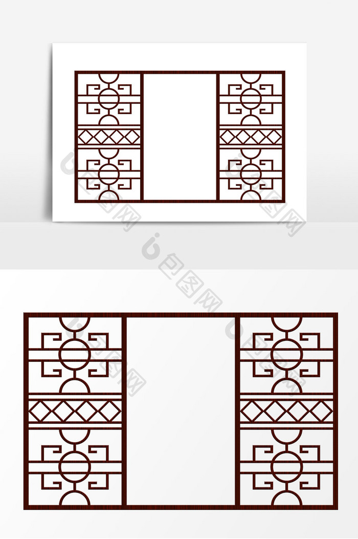 中式复古窗户框元素