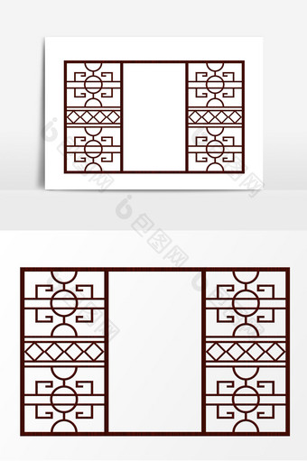 中式复古窗户框元素图片