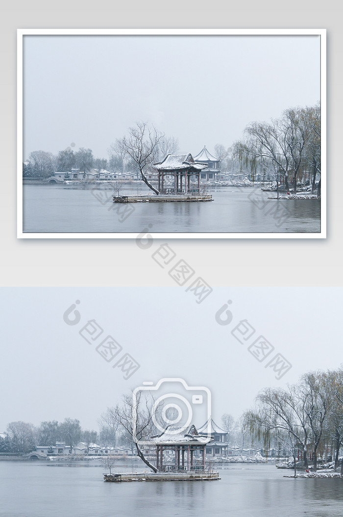 冰封湖面雪景风光摄影图图片图片