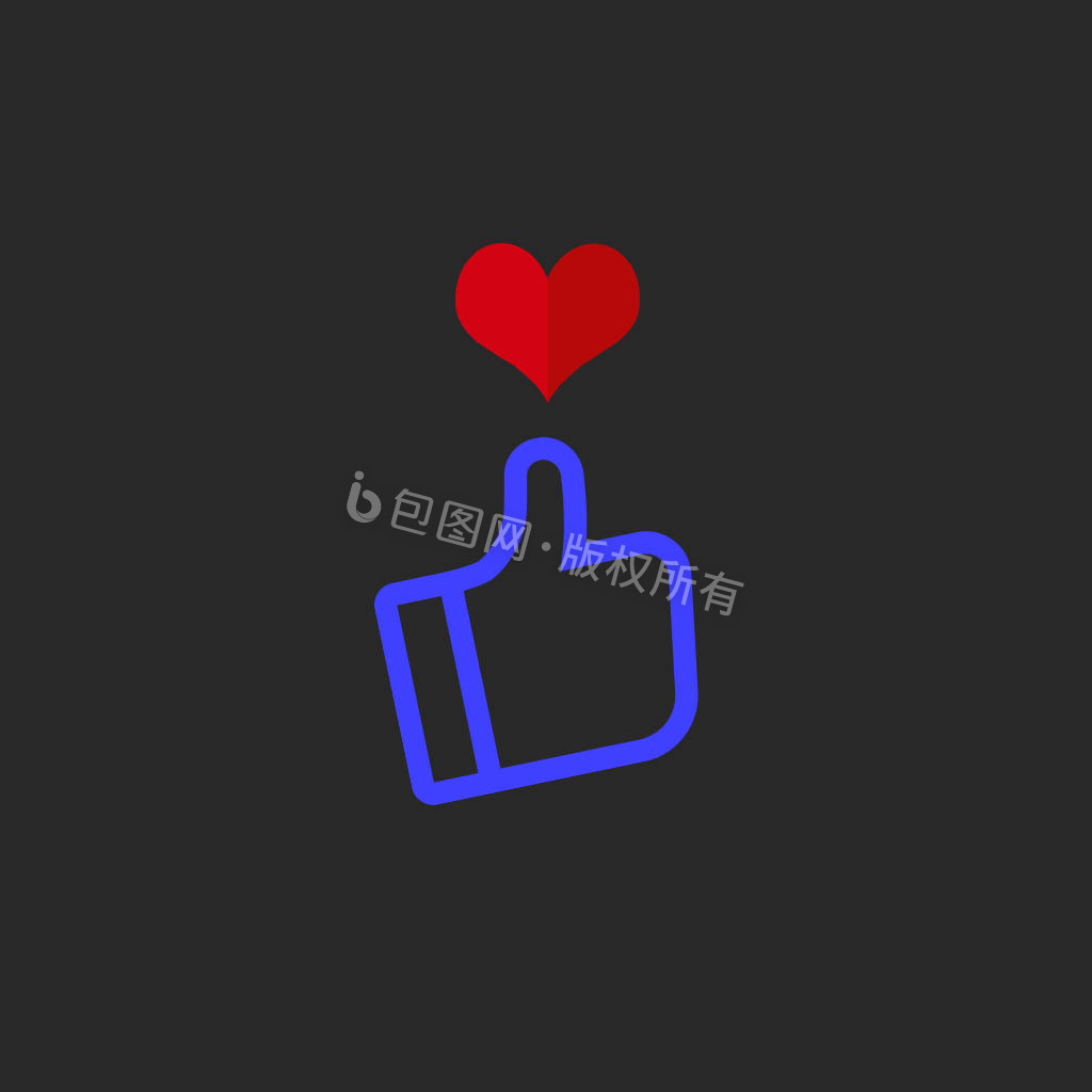 蓝色点赞交变性缩放爱心动效icon