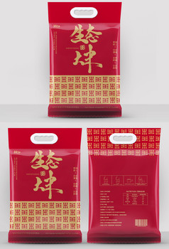 红色简约中式大米海报