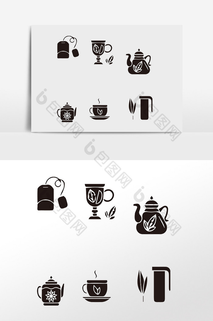 水墨茶具插画图片图片