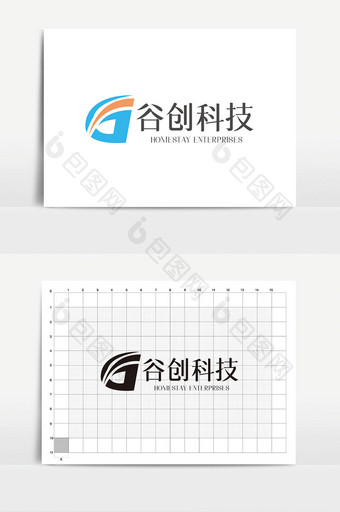 高端大气G字母商务科技logoVI模板图片