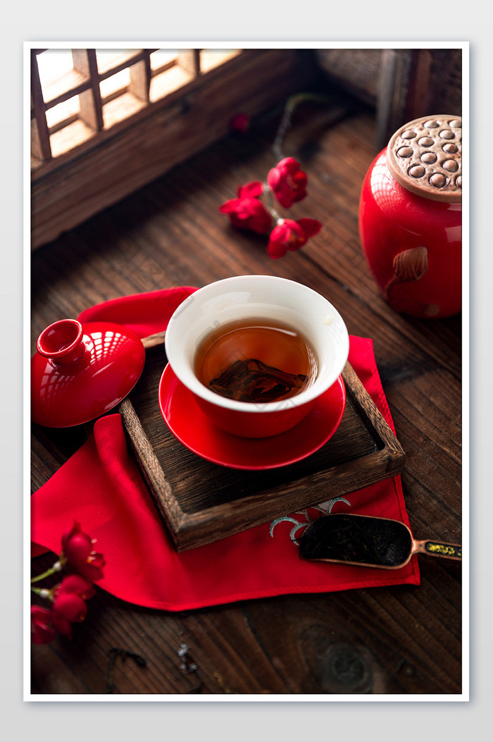 中式茶叶茶具摄影图片