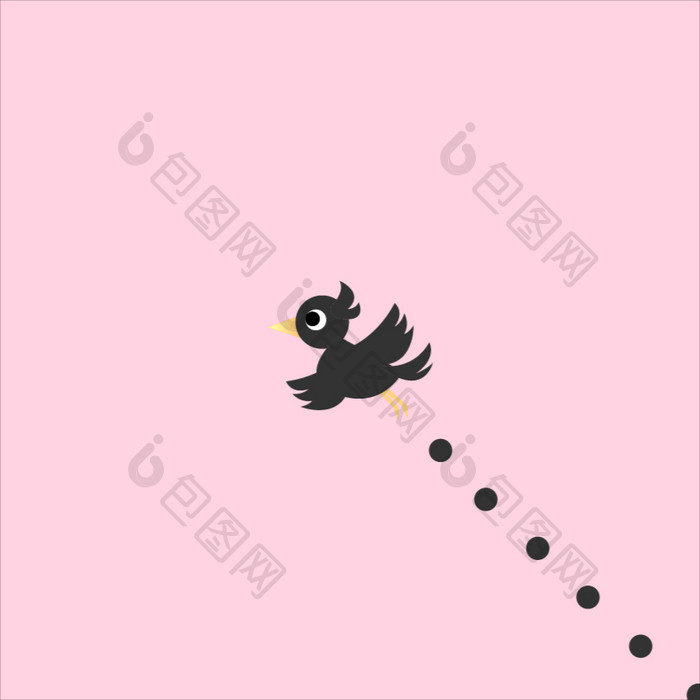 粉色卡通乌鸦无语飞过小动画GIF