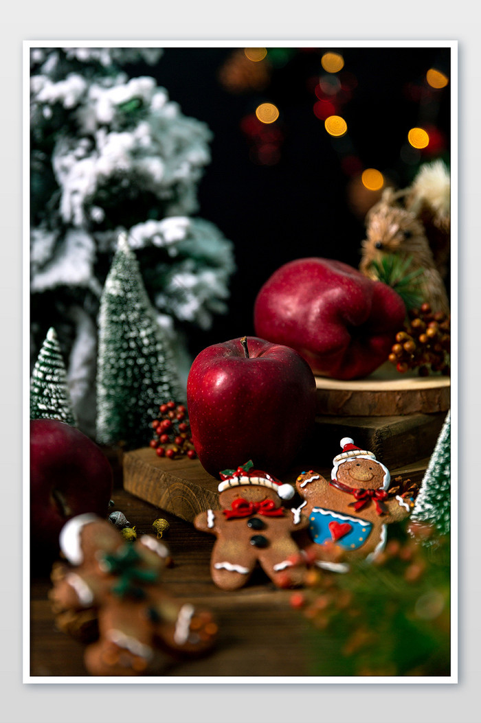 圣诞海报苹果摄影图片图片