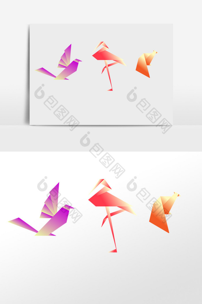 彩色折叠小鸟折纸鸟图片图片