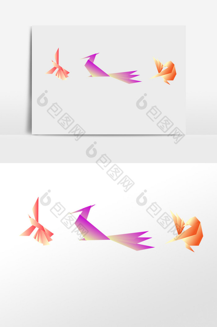 折纸鸟折叠彩色折纸小鸟图片图片