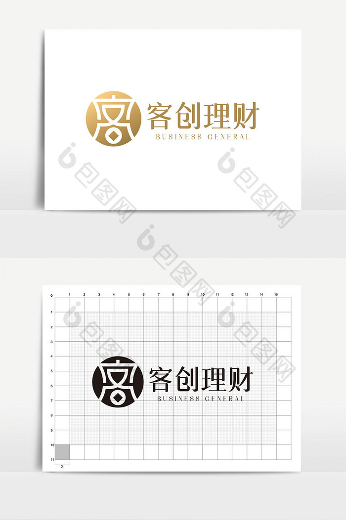 高端简约客字体理财投资logoVI模板