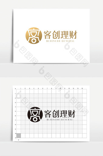 高端简约客字体理财投资logoVI模板图片