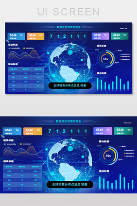 蓝色科技风销售可视化数据检测平台