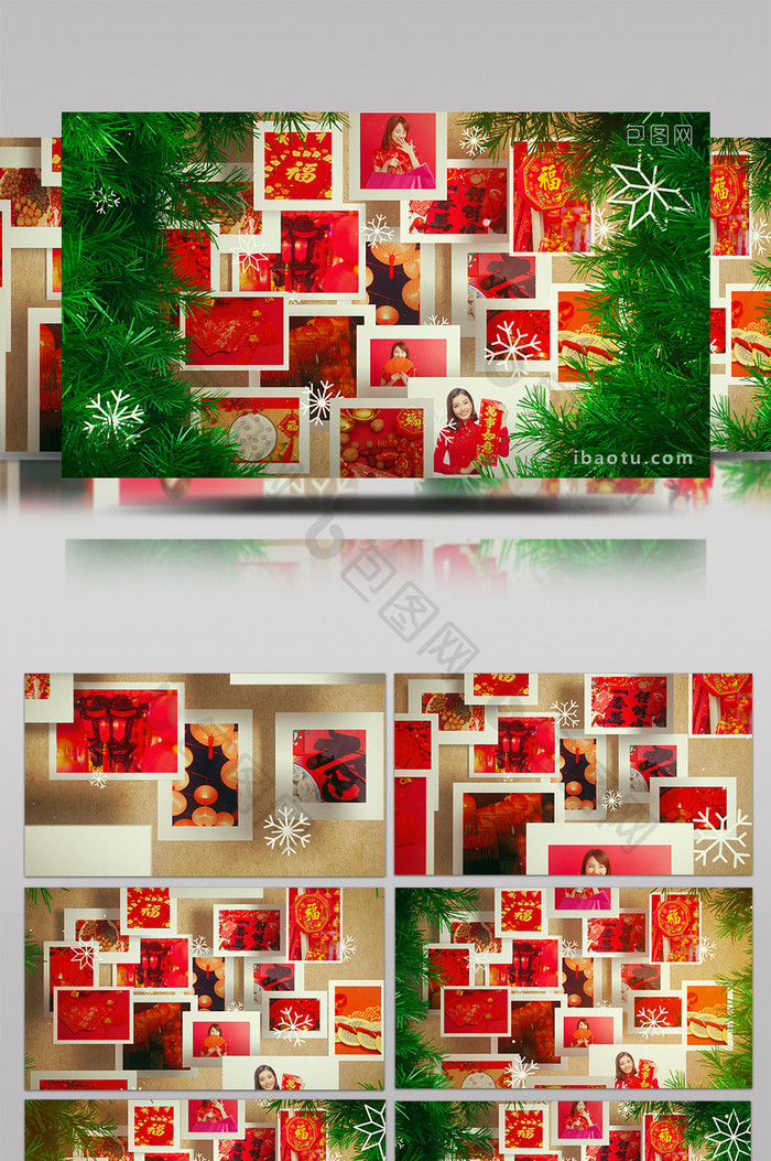 喜庆新年元旦圣诞照片展示祝福贺卡AE模板