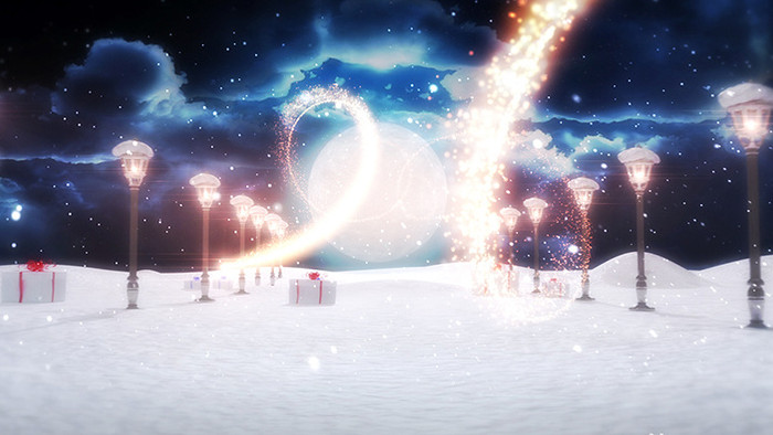 梦幻雪花粒子光线展示新年祝福片头AE模板