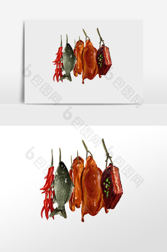 新年春节鸡鸭鱼食物年货图片