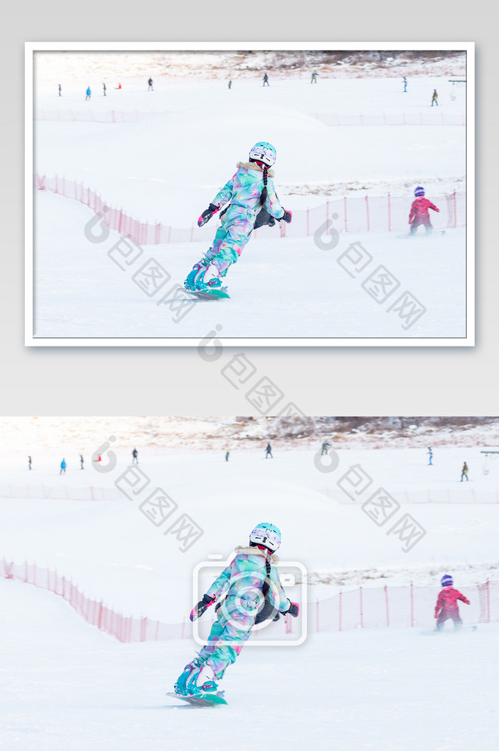 儿童滑雪飘逸的姿势