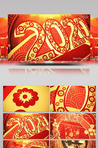 2020红色喜庆中国鼠年新年AE模板图片