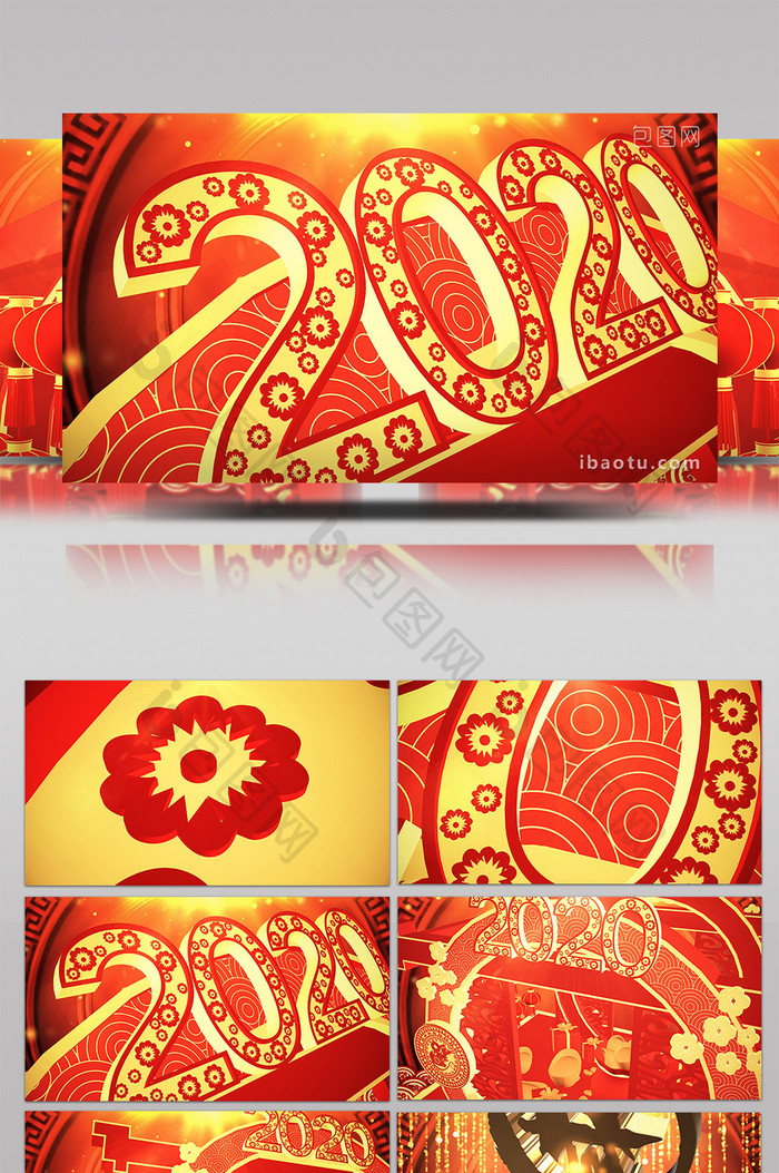2020红色喜庆中国鼠年新年AE模板