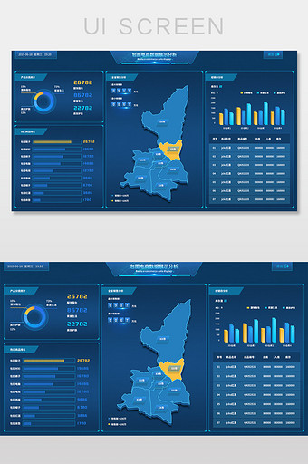 深色科技感电商数据可视化数据分析网页界面图片