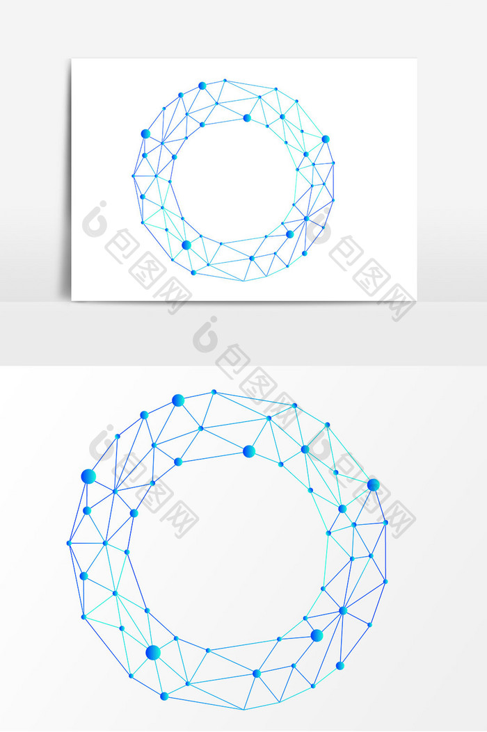 蓝色点线圆环矢量素材