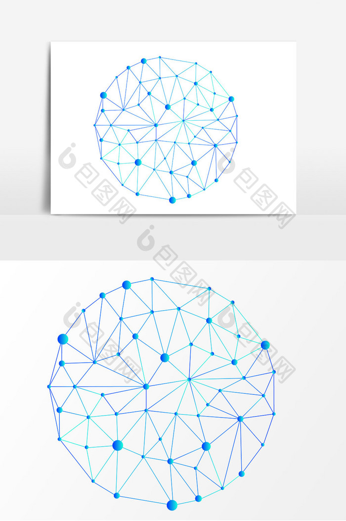 蓝色球形点线渐变素材