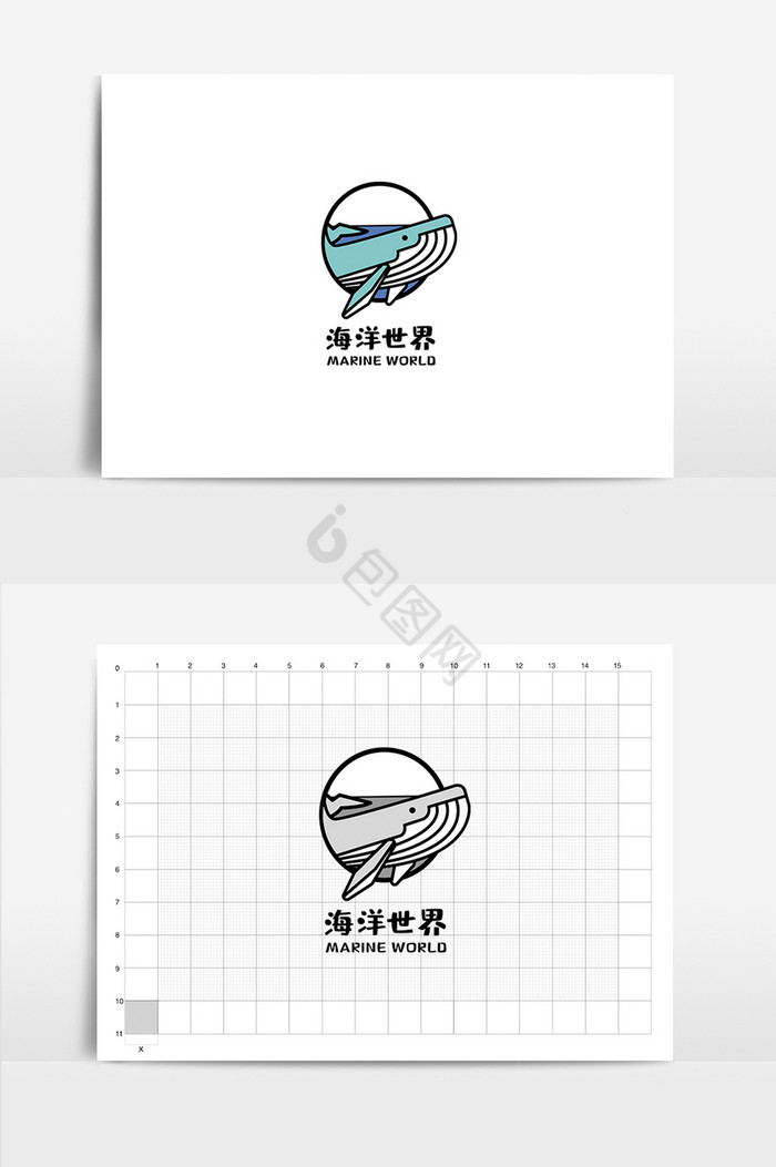 鲸鱼海洋世界VI标志logo图片