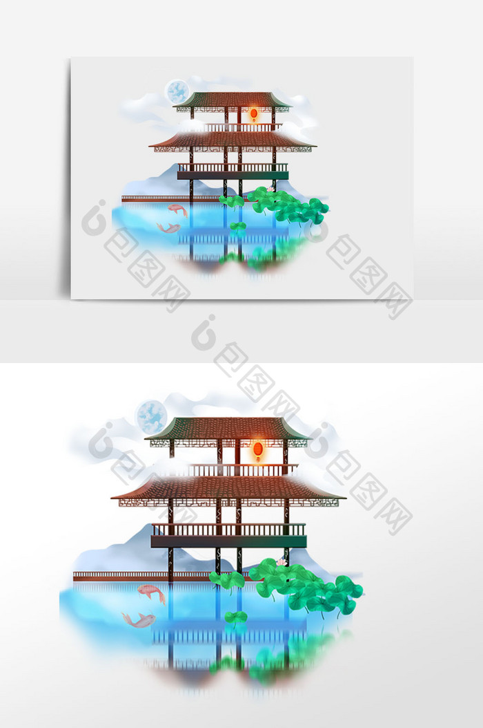 精美中国风建筑插画