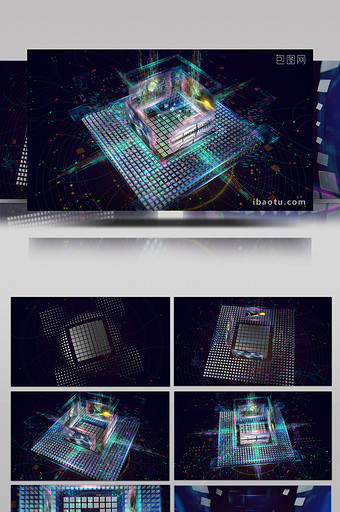高科技数字芯片立方体全息LOGOAE模板图片
