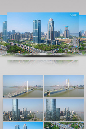 江西南昌红谷滩八一桥地标建筑航拍图片