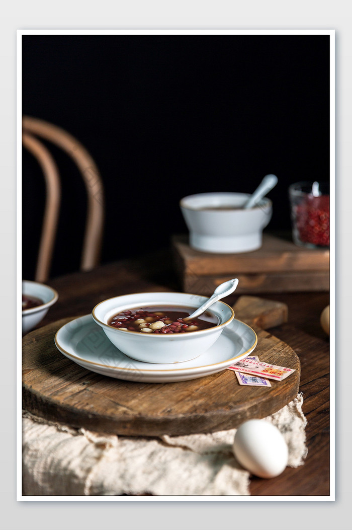 暗调美食甜点红豆粥摄影图片图片