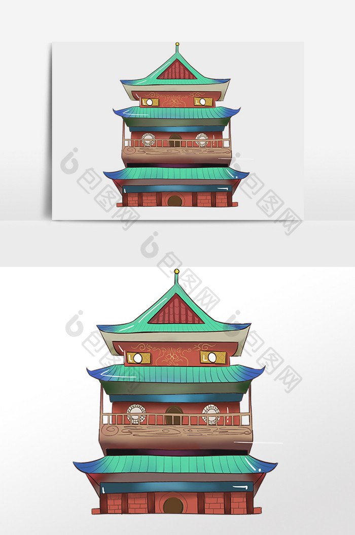 包图网提供精美好看的手绘鼓楼建筑图片素材免费下载,本次作品主题是