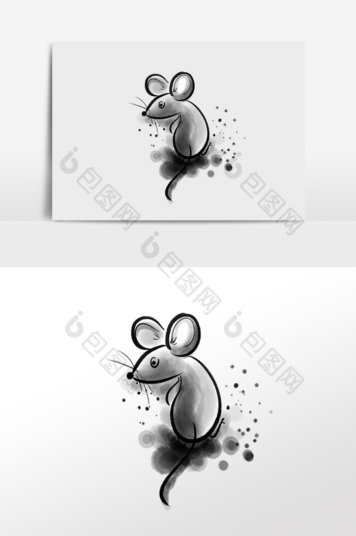 水墨老鼠鼠年插画