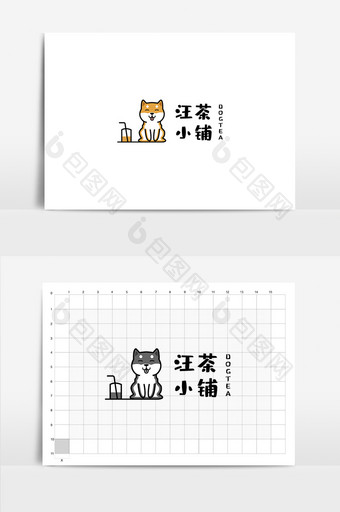 日式柴犬奶茶店标志LOGO设计图片