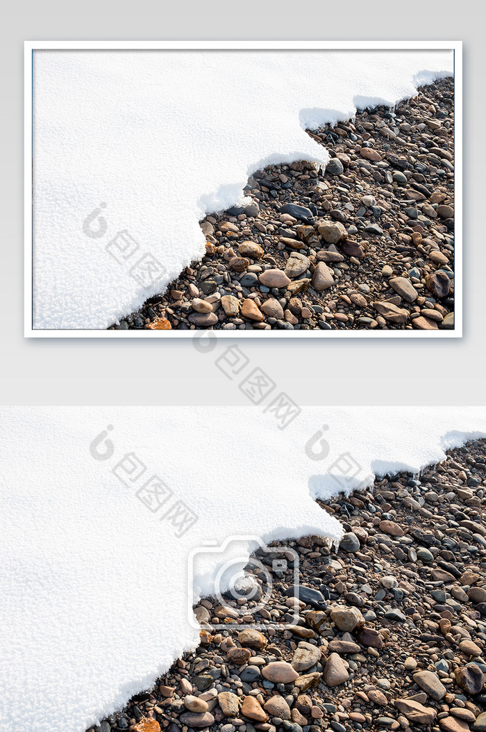 河边断层的雪地意境艺术图片图片