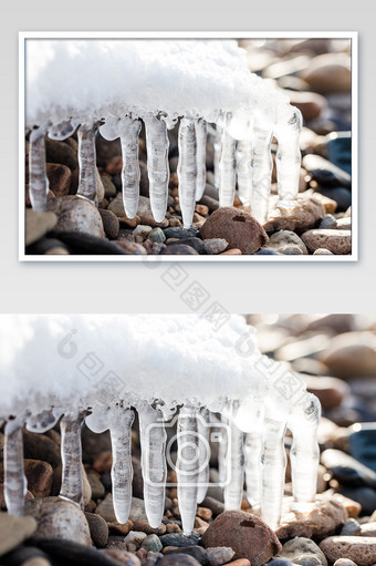 意境冰柱寒冷冬季逆光拍摄图片