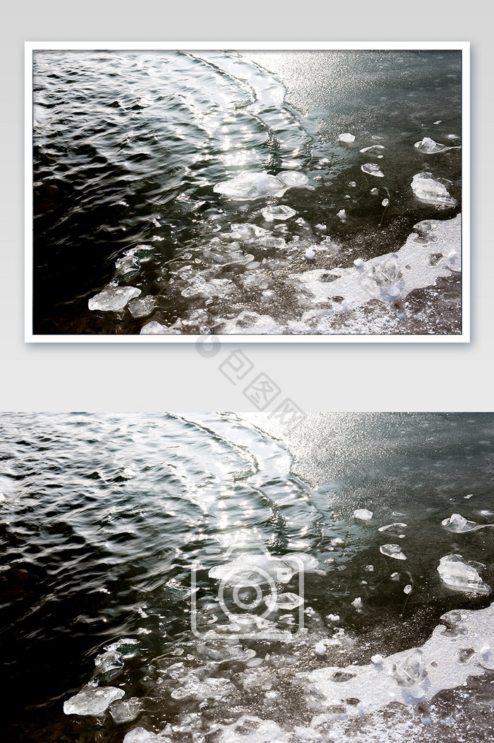 冬季河流上浮冰冬季冰块冰雪
