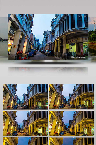 vlog延时拍摄广州美食街人流日转夜图片