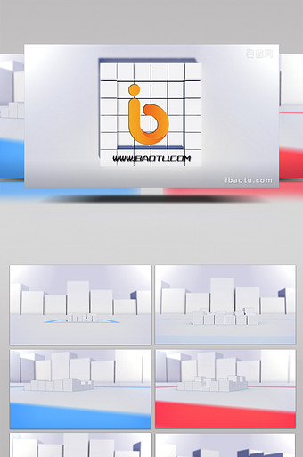 简洁弹跳立方体展示LOGO片头AE模板图片