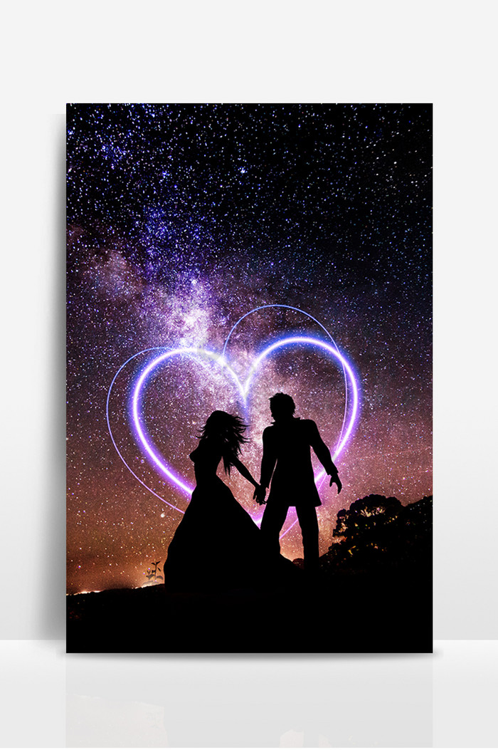 情人节七夕情侣浪漫夜空摄影合成背景图片模板 包图网