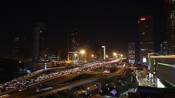 北京商务中心区国贸夜景